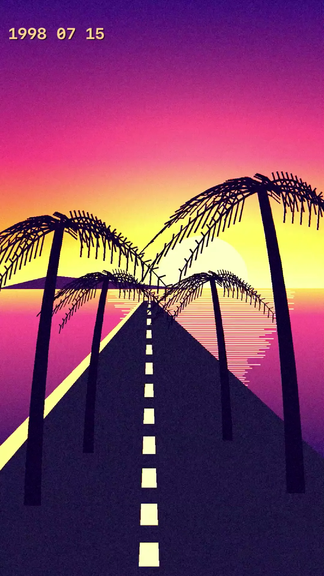A sunset road scene processed by the Early Digital mode