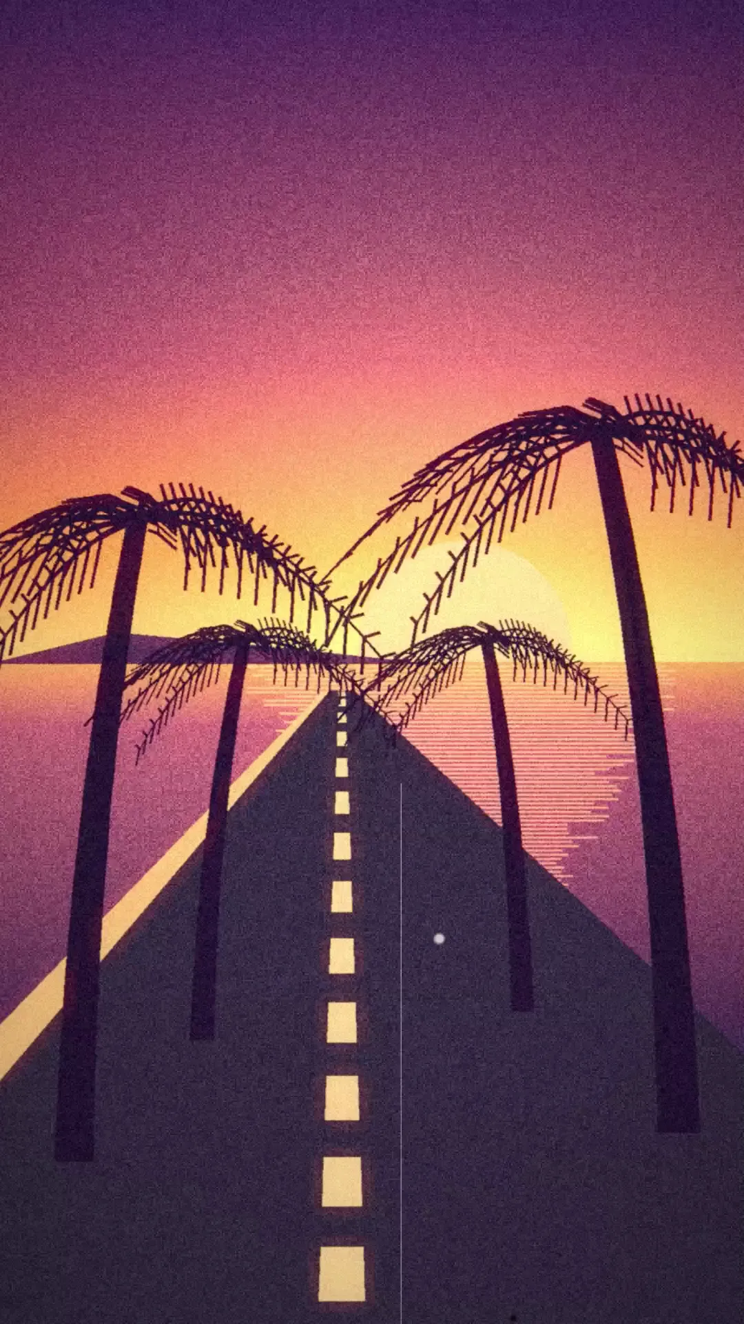 A sunset road scene processed by the Super 8 mode